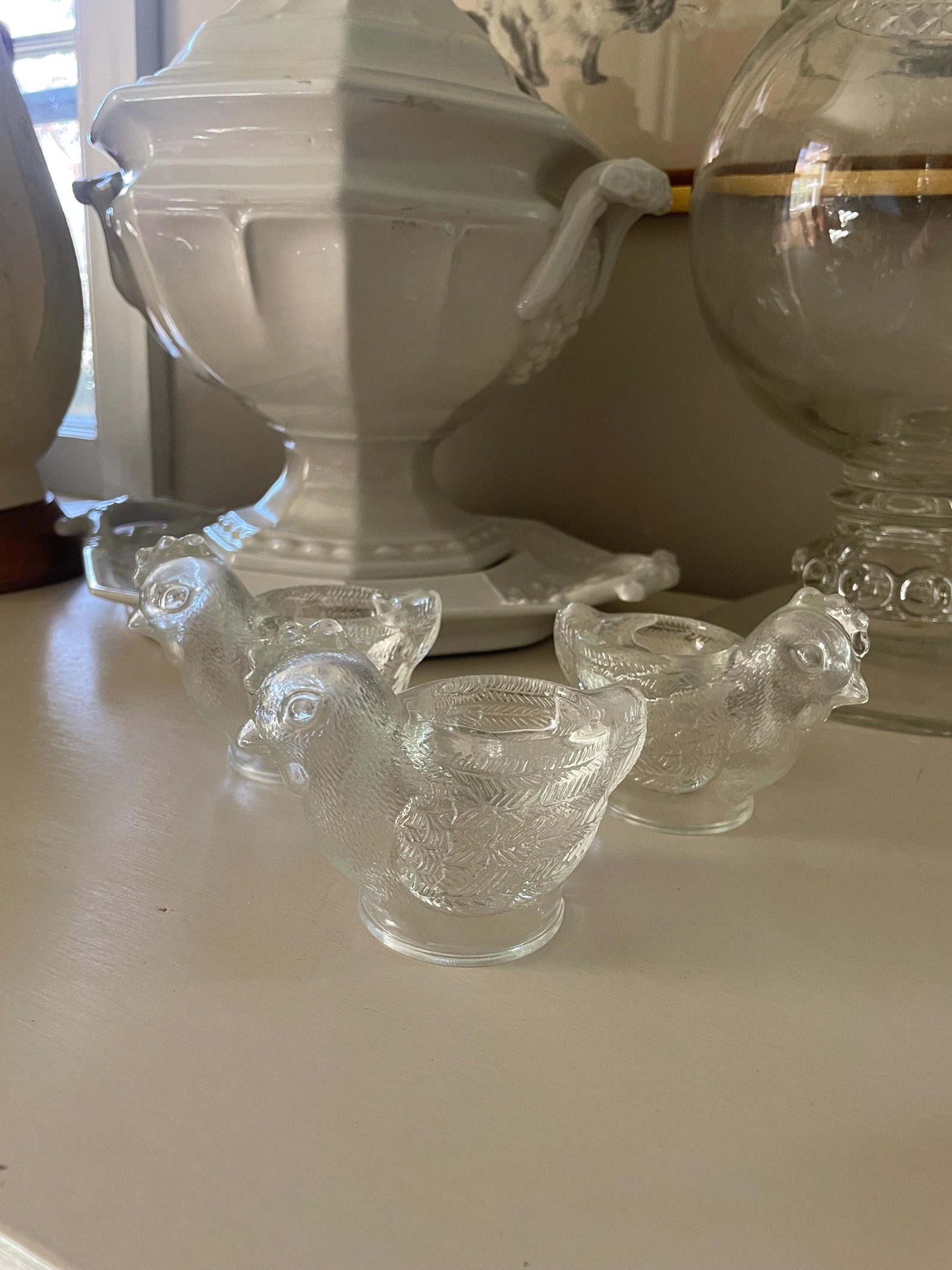 Vintage WMF German glass egg cups-3 pieces