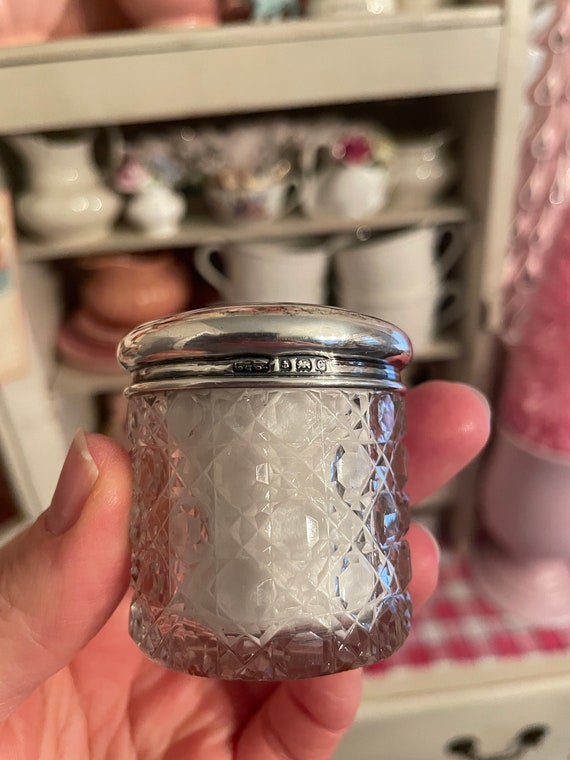 Antique sterling and crystal vanity jar - image 3