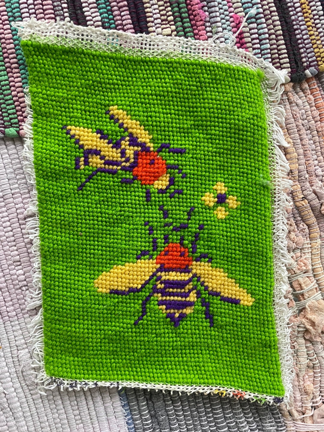 Vintage Needlepoint Canvasbees Etsy