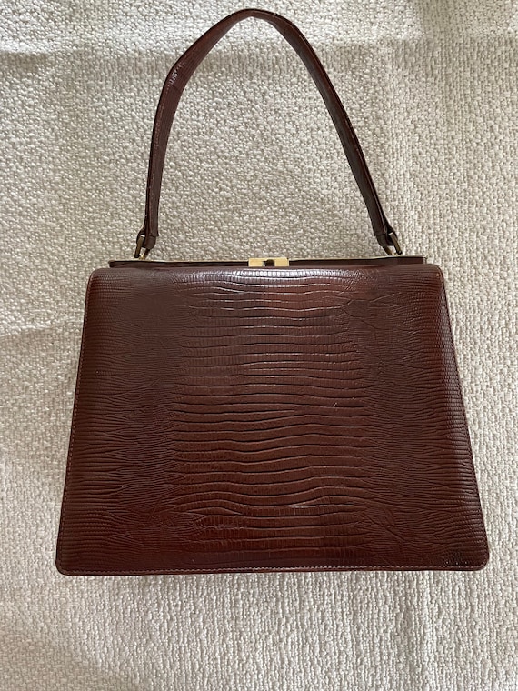 1960s Mam’selle brown faux lizard leather purse