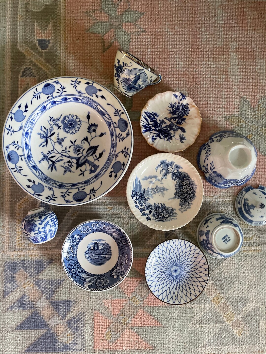 Blue and White Chinoiserie China Lot - Etsy