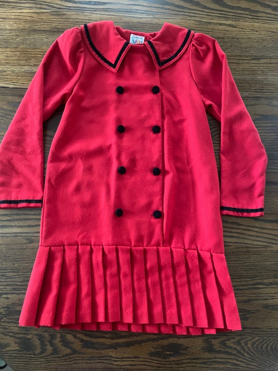 1980s Talbots Kids red pleated sailer dress-girls 