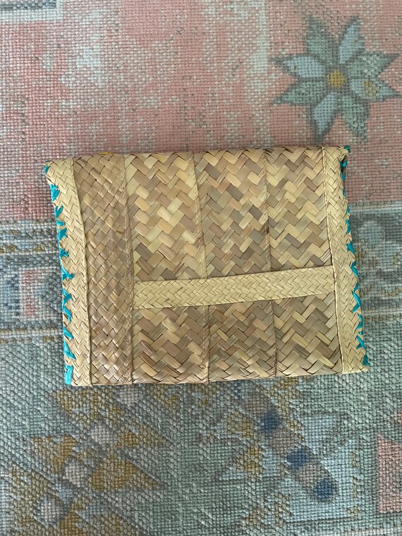 Vintage raffia straw clutch purse - image 4