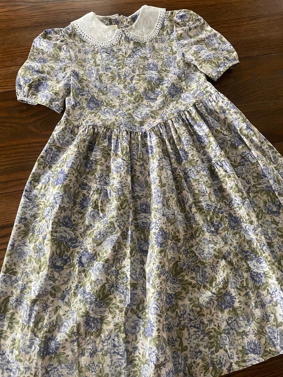 1980s Laura Ashley floral collared dress-girls si… - image 2