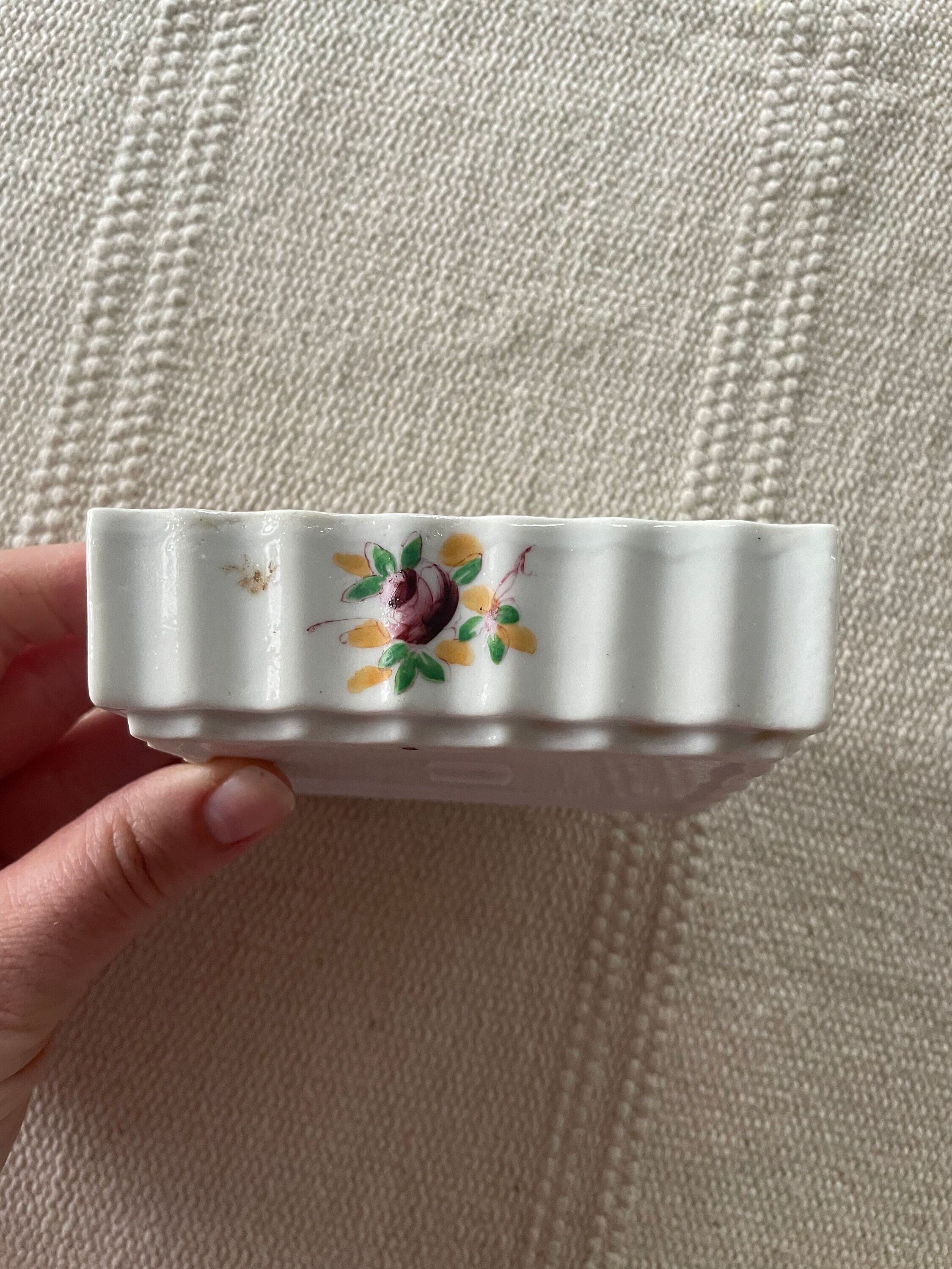 Antique Ironstone Hand Painted Fluted Soap Dish Etsy