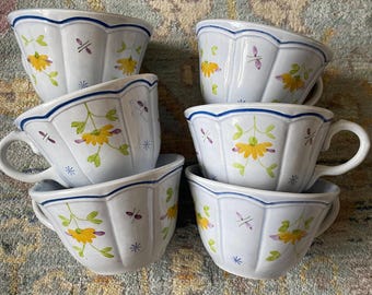 Longchamps Printemps French faience teacups-6 teacups