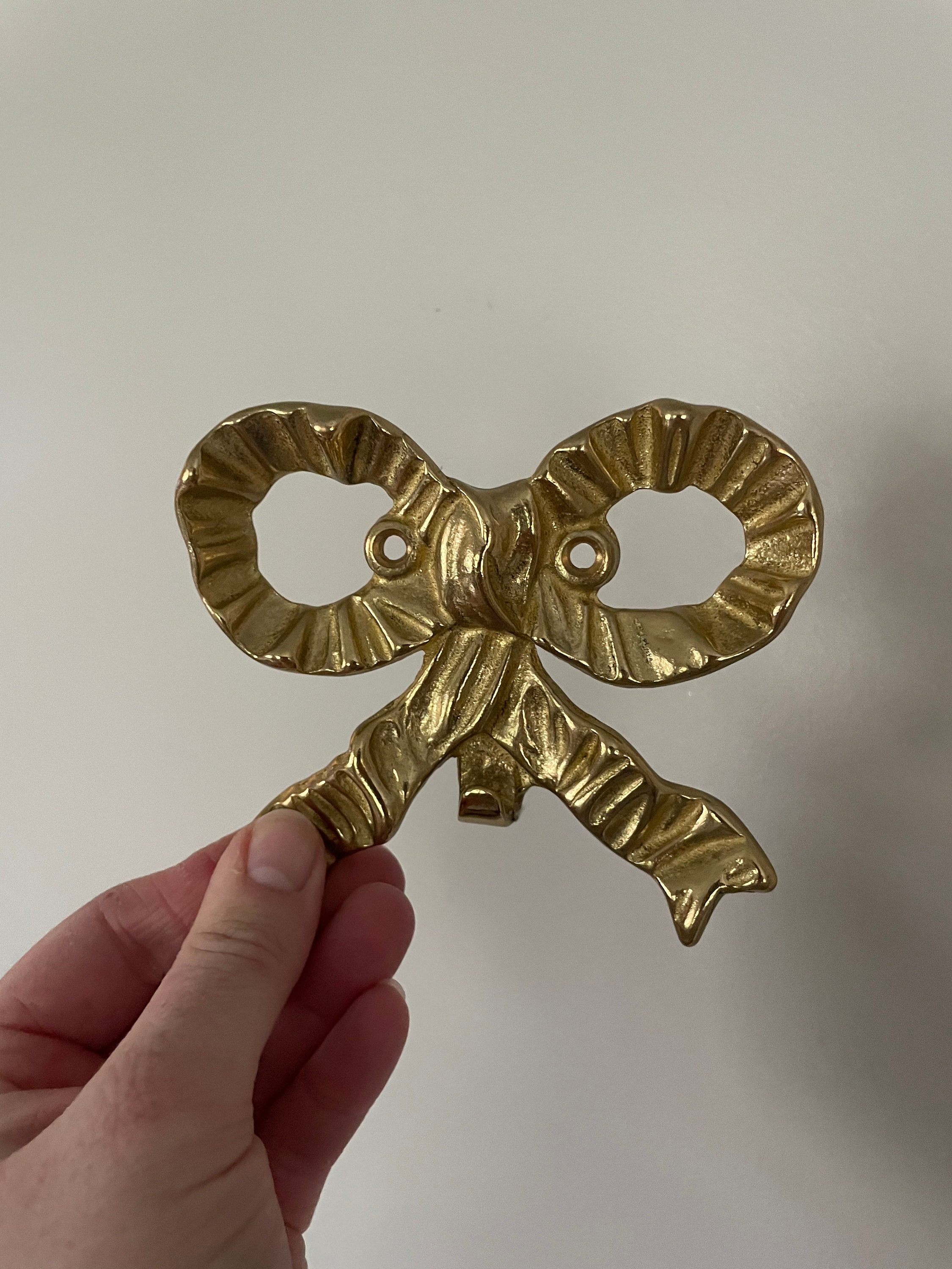 Vintage Brass Bow Wall Hook 