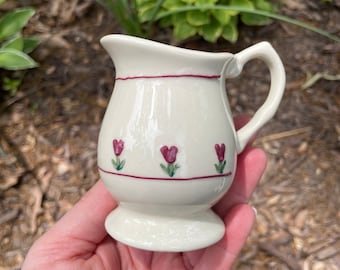 Vintage Hartstone heart flower pottery creamer