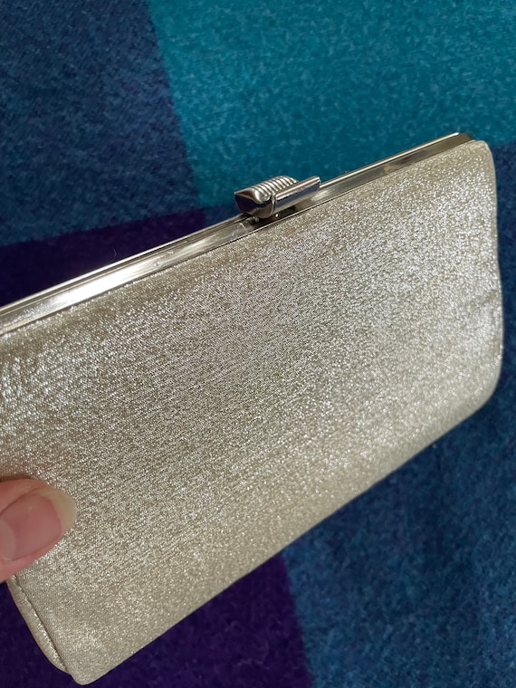 1960s silver lame clutch - image 1