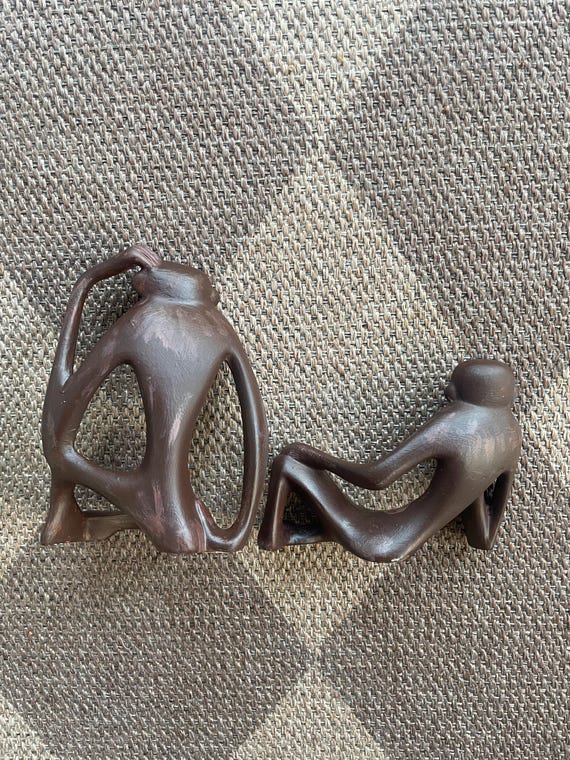 Mid Century Modernist Arnel's Custom Painted Monkey Pottery