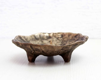 Beautiful brutalist candle holder bronze