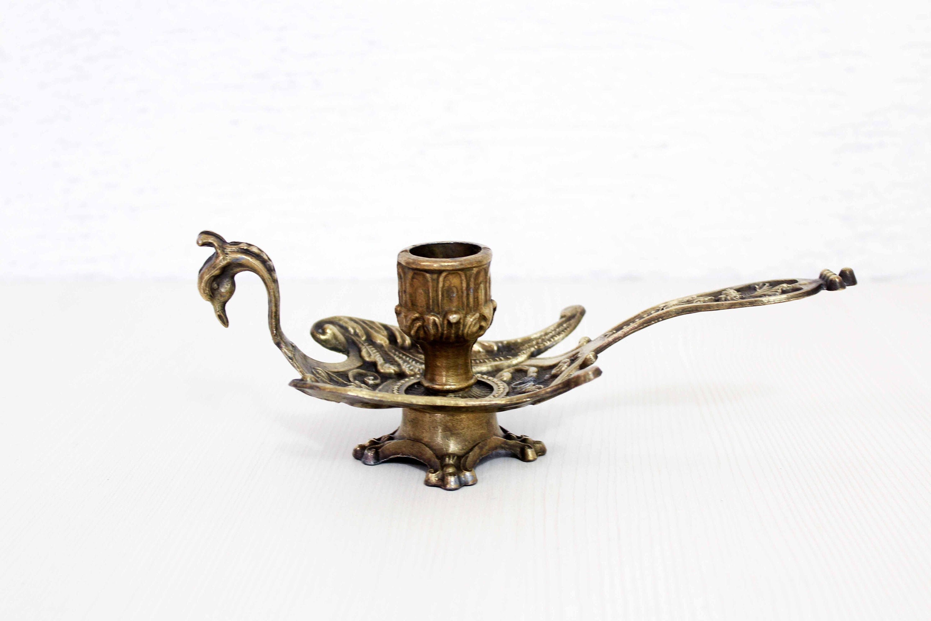 Beau Bougeoir en Bronze et Laiton Oiseau