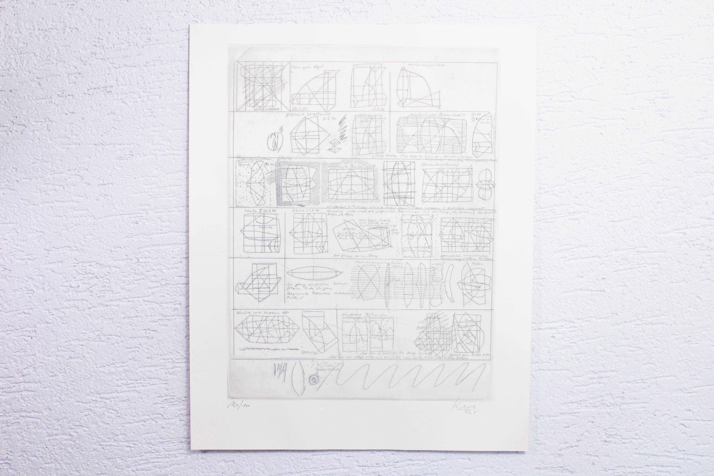Gravure de Klotz Lenz Intitulée Croquis 1972