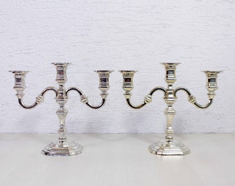 Pair of Silver plated candlesticks 3 fires 1960 by BMF