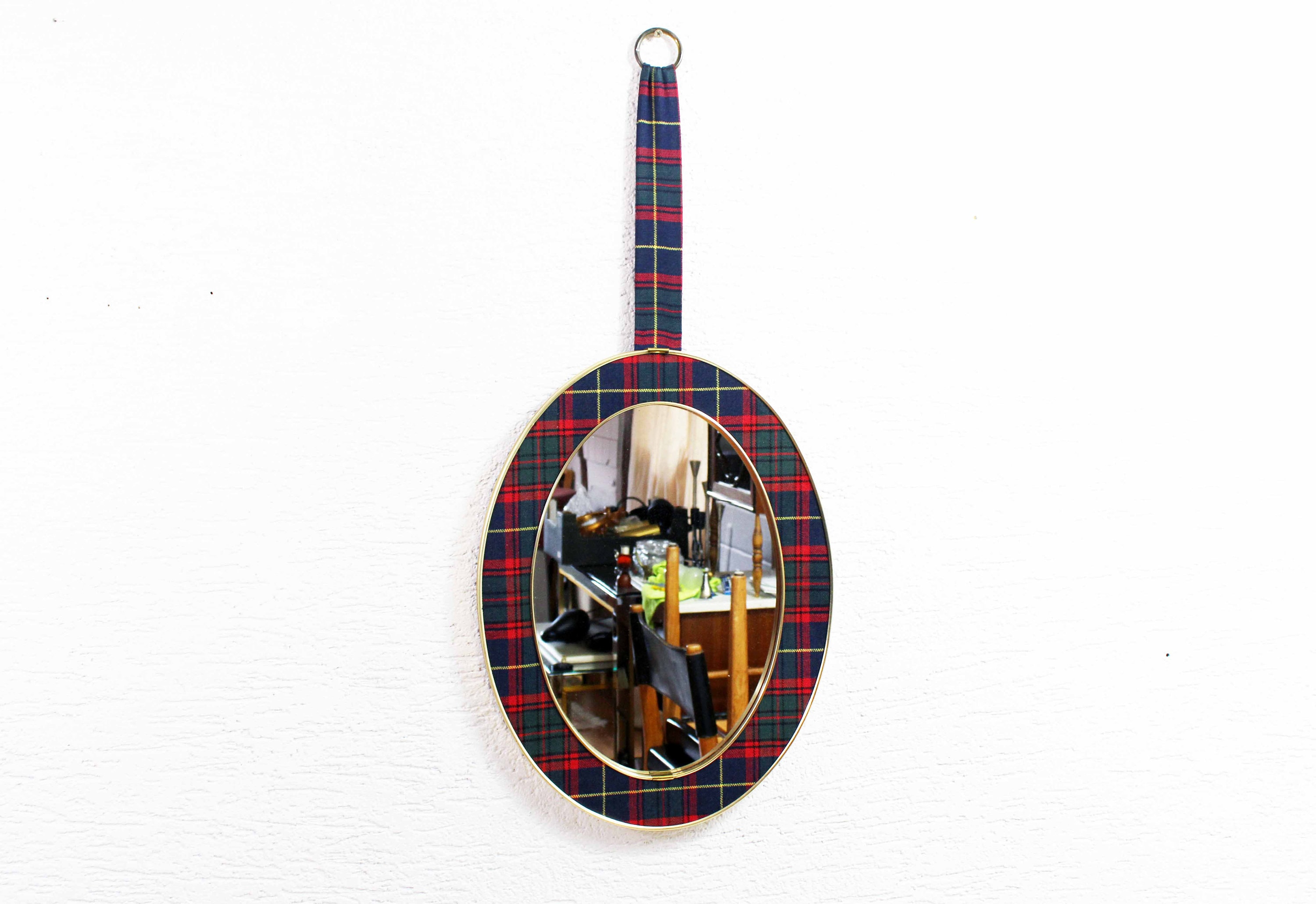 miroir ovale Tissu Écossais