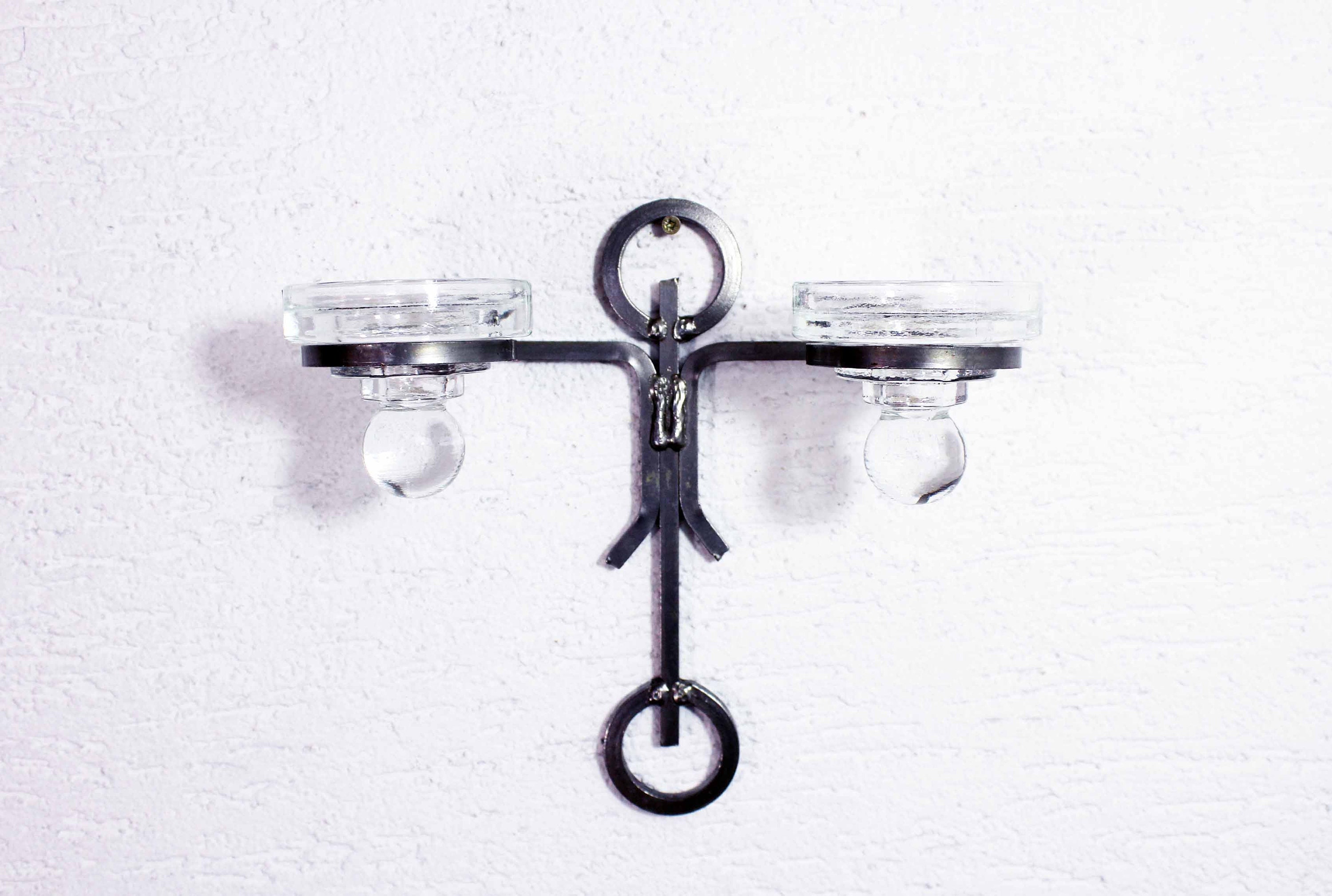 Bougeoir Applique en Métal et Verre Par Erik Höglund