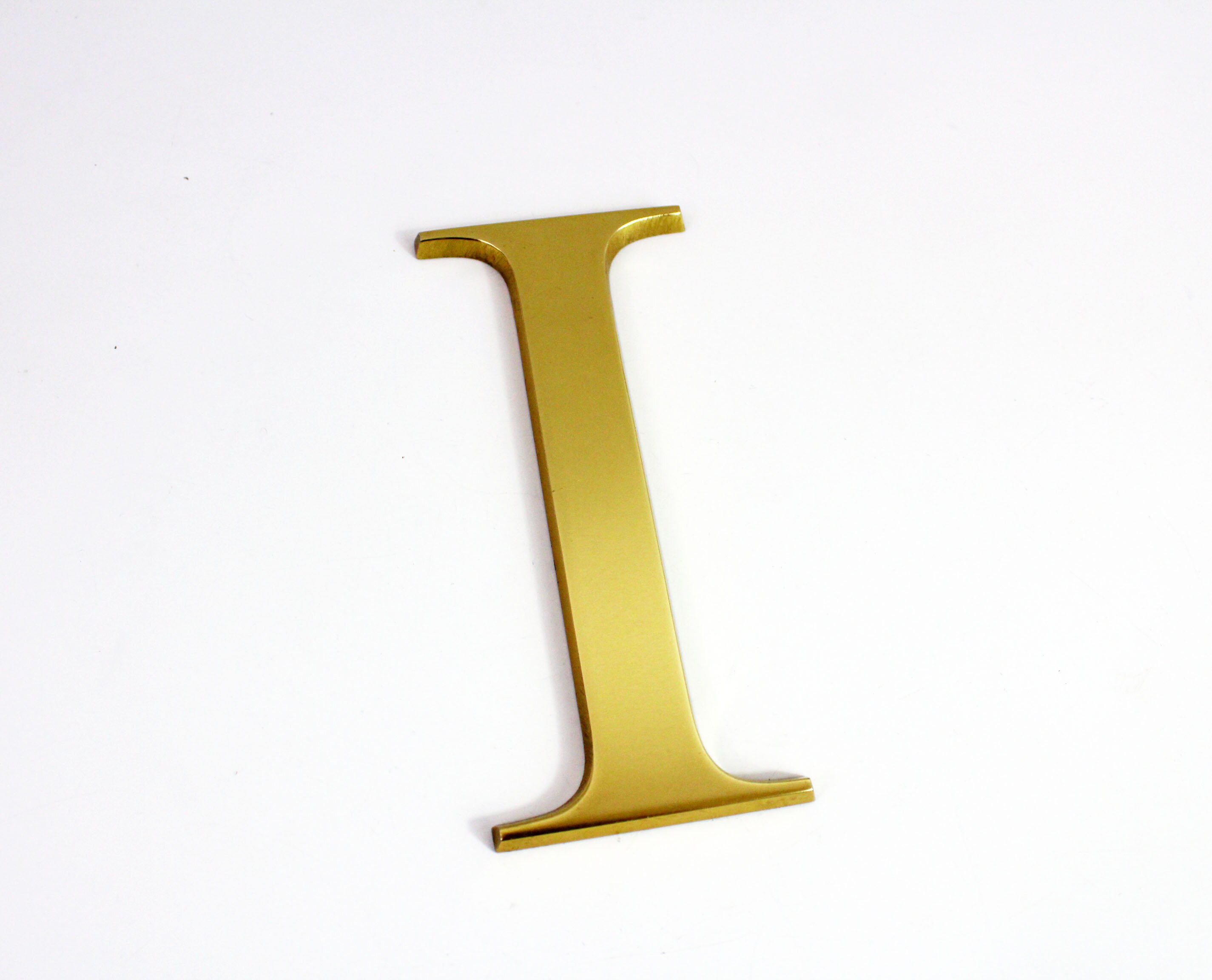 "I" vintage brass letter