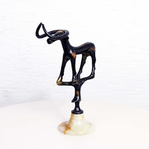 Brutalist bull or buffalo in solid bronze and marble