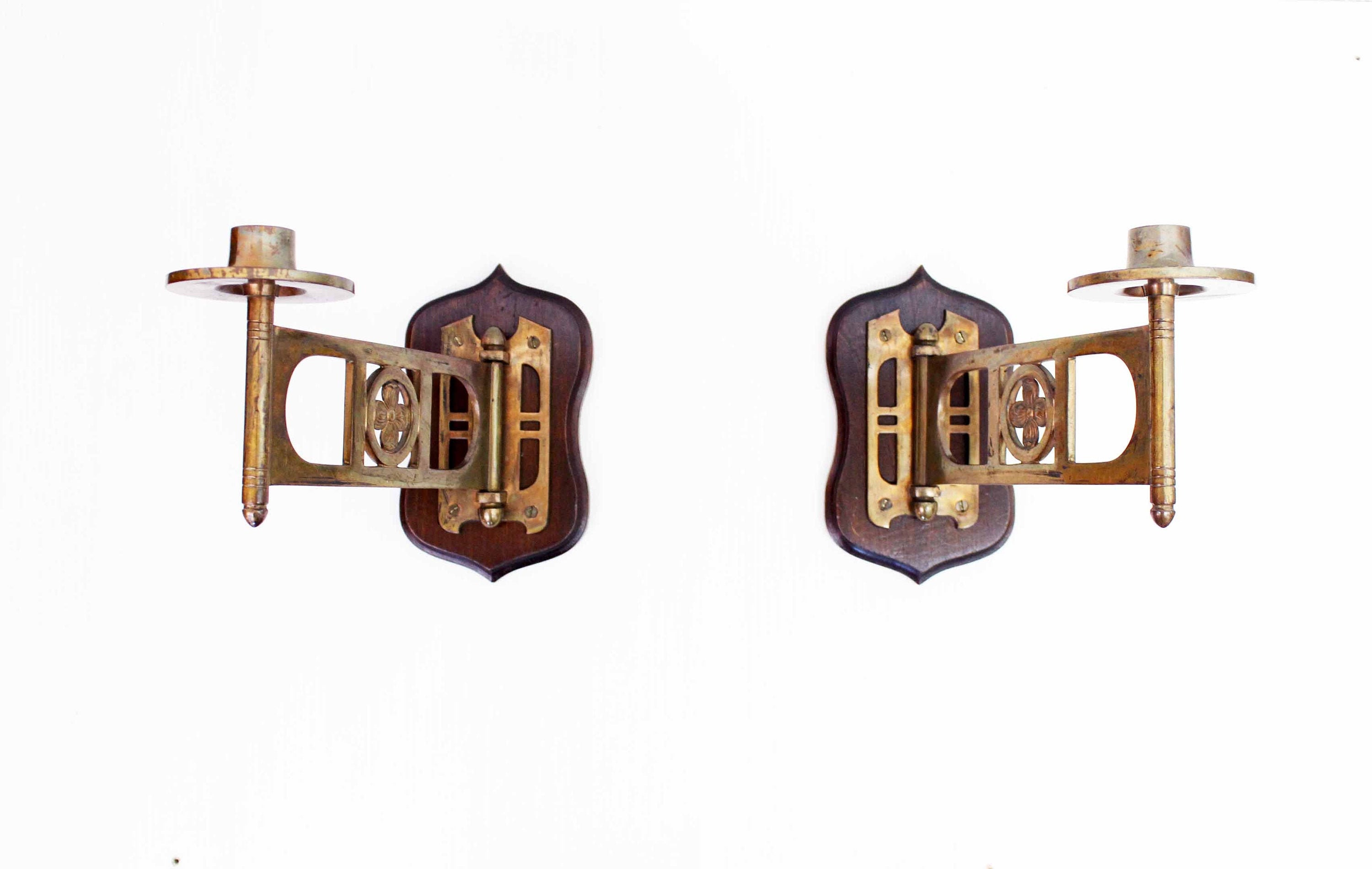 Set de Deux Bougeoirs en Applique Années 30