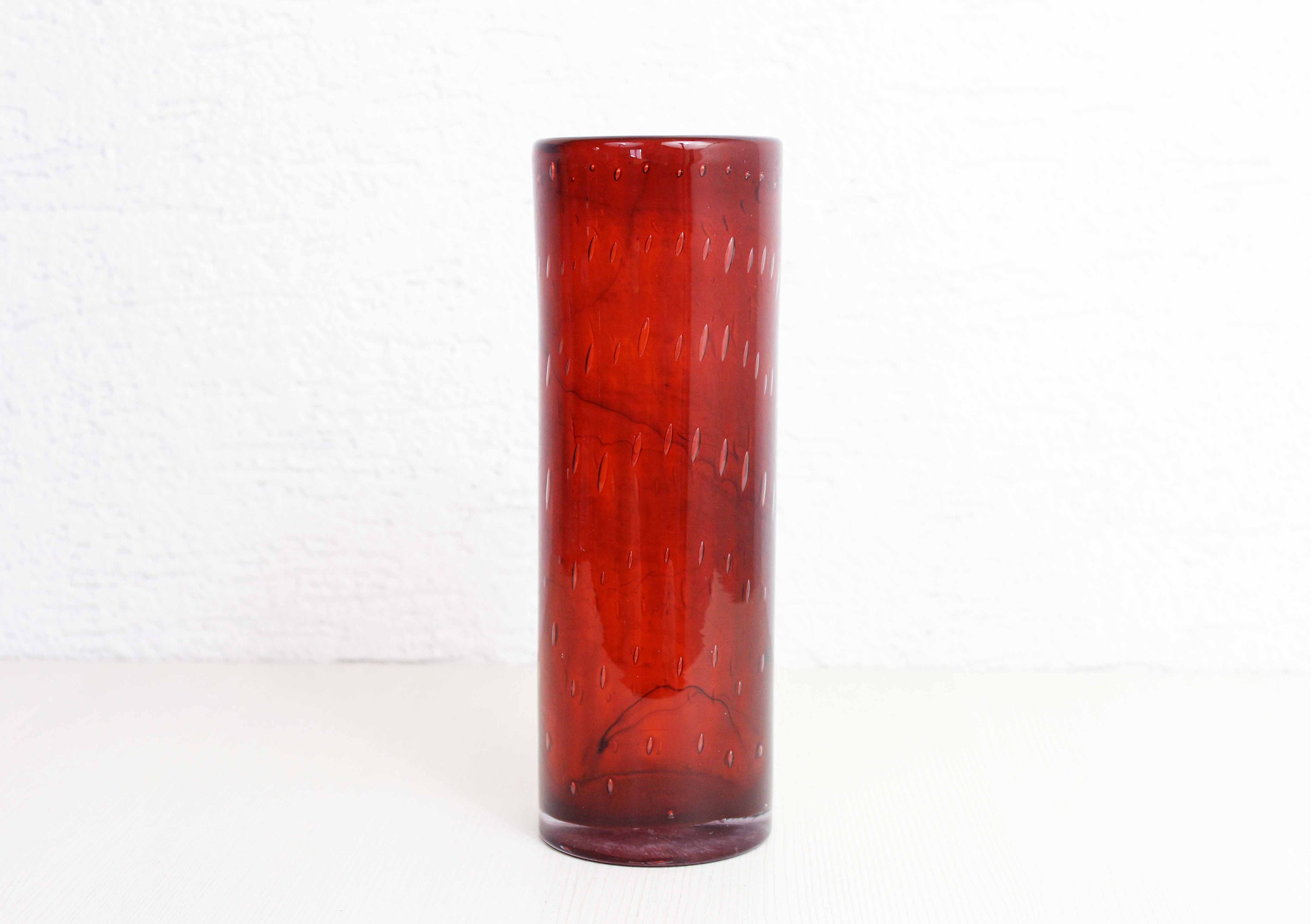 Vase en Verre Orangé Années 70