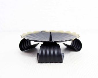 Candle holder in black and gold metal West Germany 1960