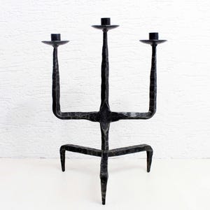 Brutalist cast iron candle holder 70s