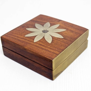 Pretty jewelry wood and brass box