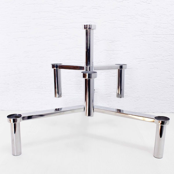 Large modular candlestick or candlestick in chromed metal