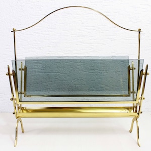Brass and Glass Magazine Rack From the 1960s - Etsy