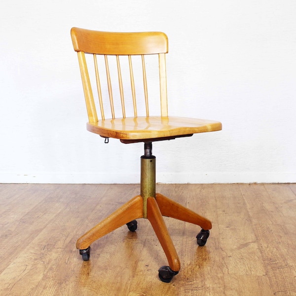 Chaise de bureau ou  d'atelier Stoll Giroflex en bois, Suisse 1960