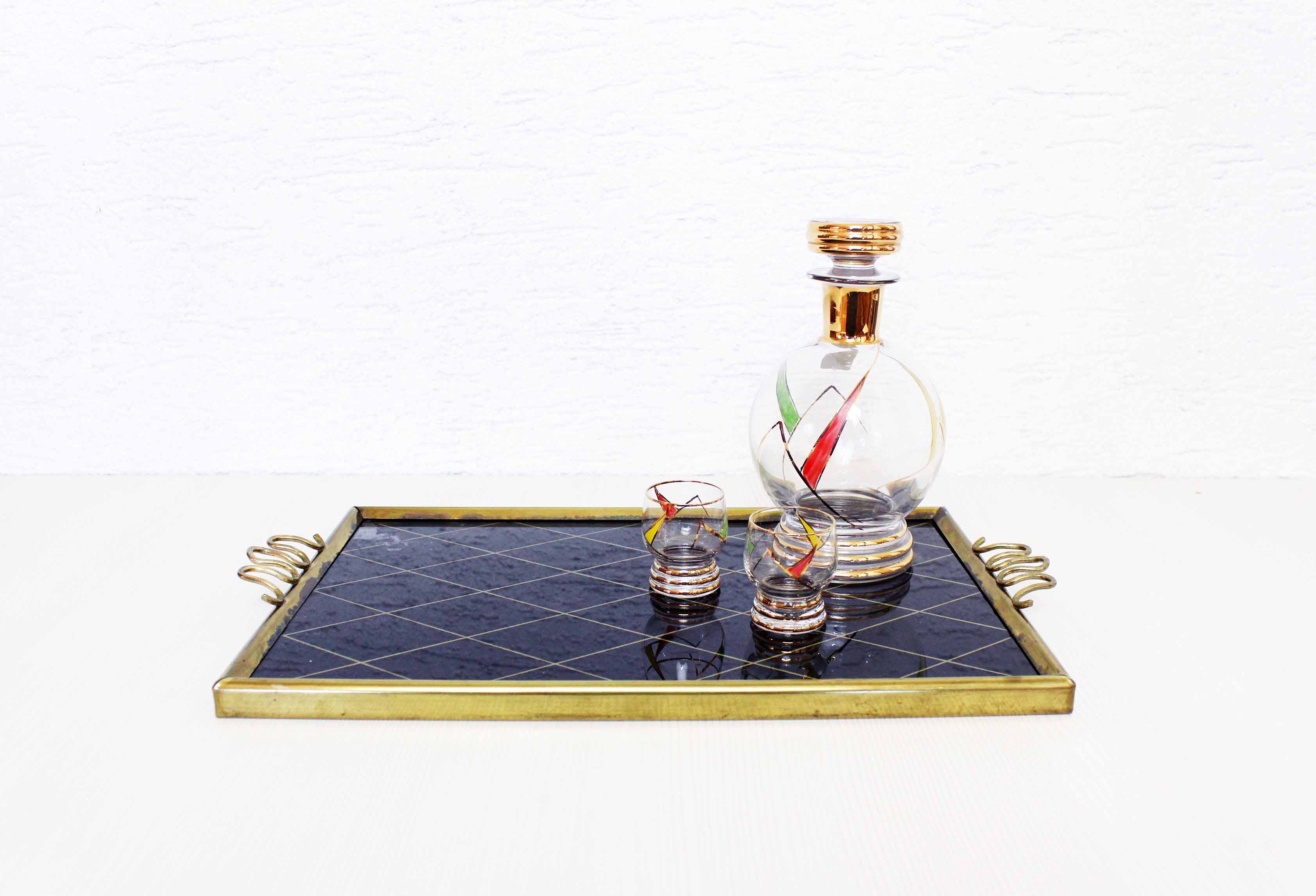 Plateau Verre et Laiton Année 50