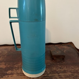 Vintage Thermos, King Seeley, Filler 22F, Stopper 722, Cup 22A63, Work Thermos, Hot and Cold Thermos, Aqua Color, Old Thermos