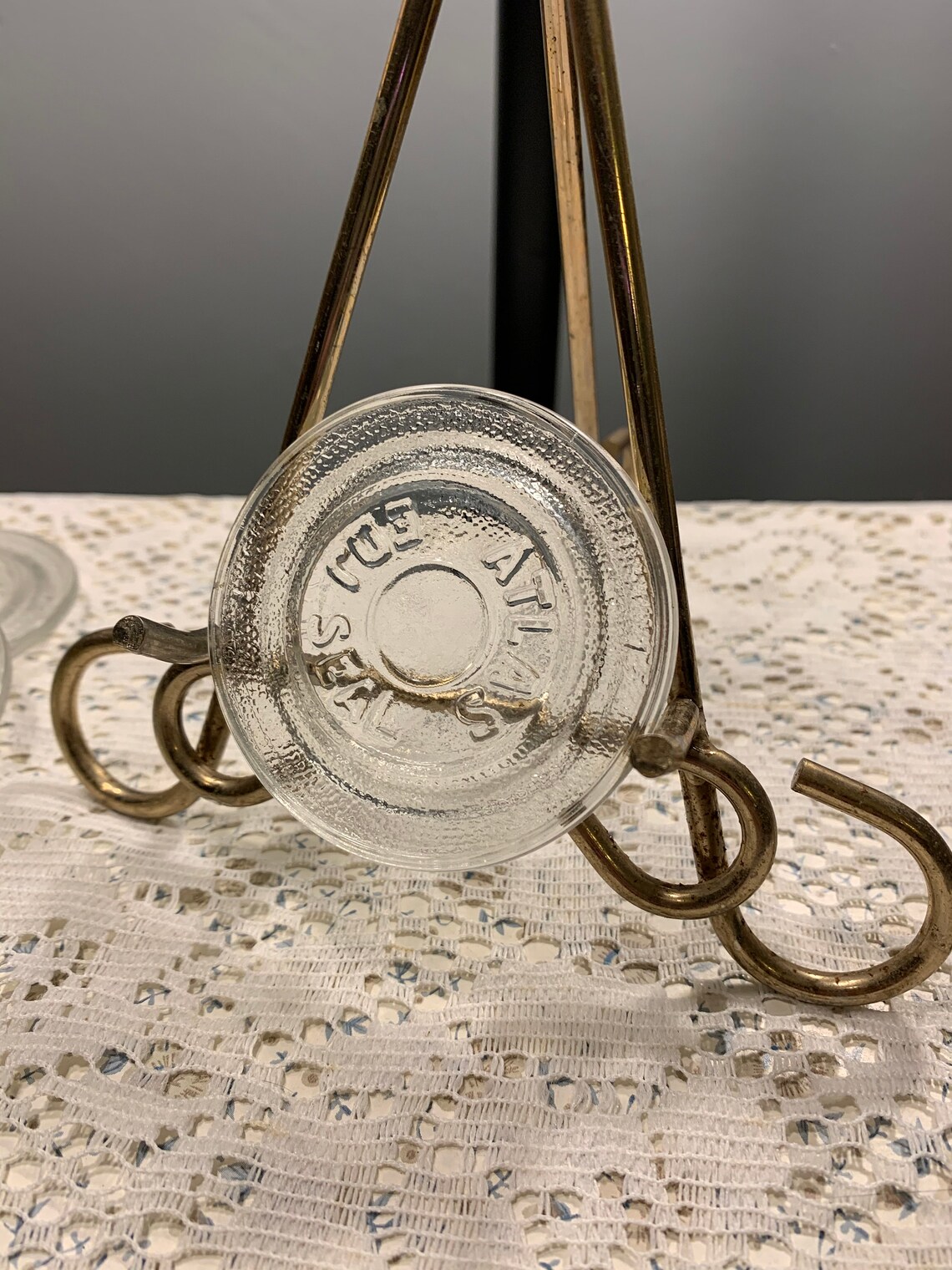 Vintage Atlas EDJ Glass Seal, Jelly Jar Canning Lid, Glass Jelly Lid