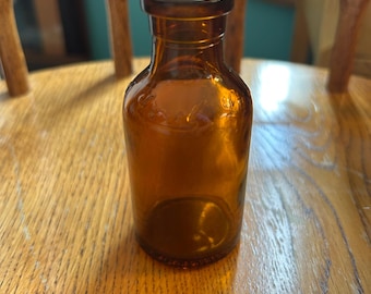 Vintage Lysol Bottle, Amber Brown Lysol Bottle, 4" , Collectible Glass, Old Lysol Bottle, Made in USA, Bloomfield NJ, L&F Product Corp