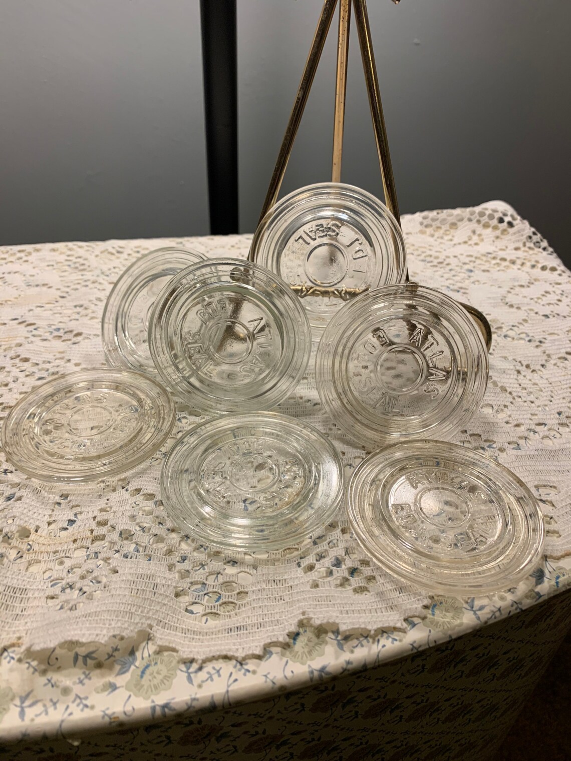 Vintage Atlas EDJ Glass Seal Jelly Jar Canning Lid Glass Etsy