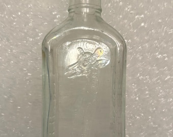Vintage Tonsiline Glass Bottle, Giraffe, Old Medicine Bottle, 5 1/2", Sore Throat Medicine Bottle, Pharmacist Nostalgia, Clear