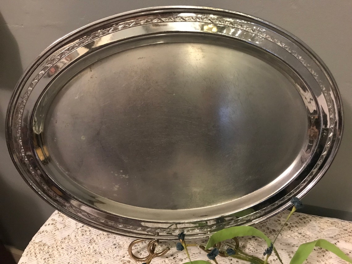 Farberware Stainless Steel Oval Dish Silver Tray Serving Etsy
