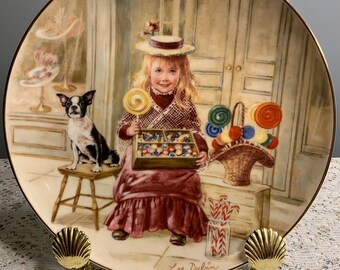 Penny Candy Collector Plate,  Lil' Peddlers Series by Lee Dubin,  Limited Edition, Royal Wickford Porcelain, 1985, Original Box, Papers