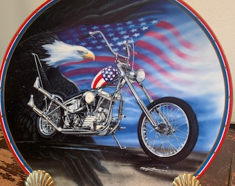 Harley Davidson, Easy Riders Collector Plates, Patriots Pride, Symbols of Freedom, American Classic, The Hamilton Collection, 1995