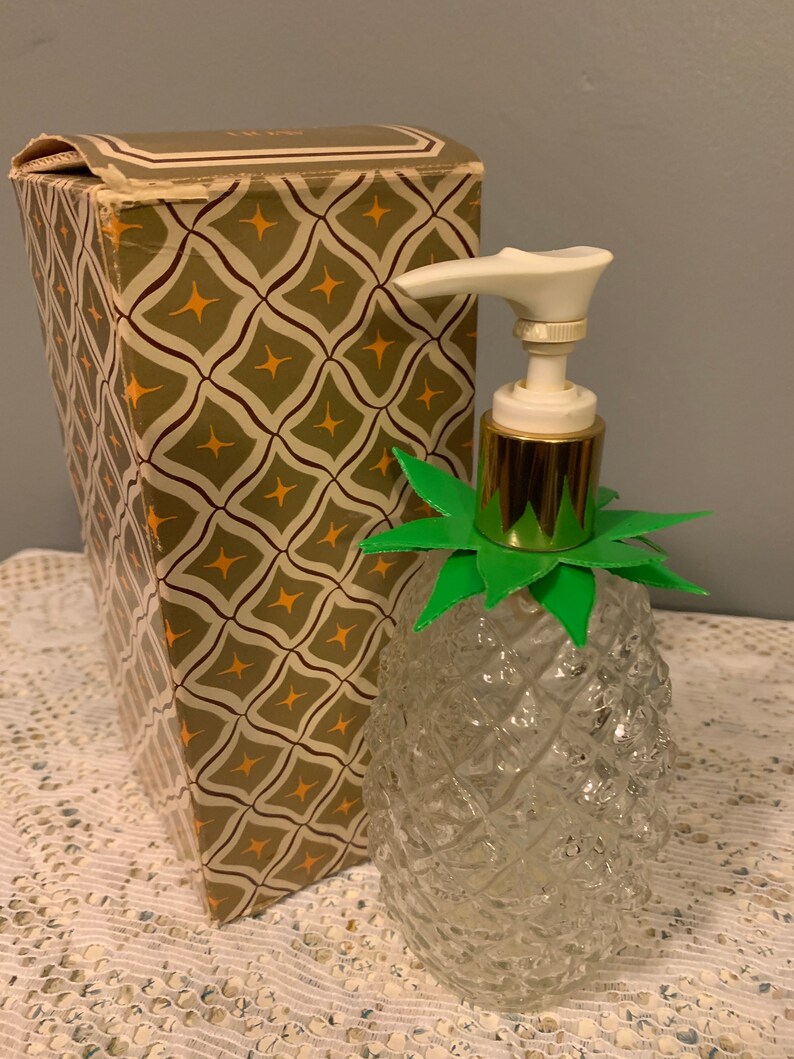Vintage Avon Soap Dispenser Glass Textured Pineapple Etsy