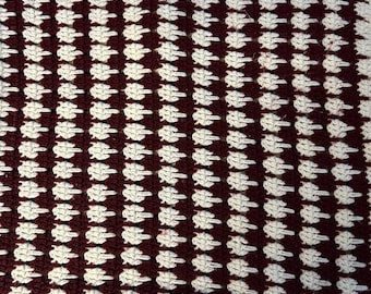 Vintage Handmade Afghan, Decorative Throw, Knitted Crotchet Blanket