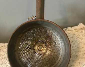 Vintage 1908 Metal Strainer made by Dilver Manufacture Company, Pittsburgh, PA, Heavy Duty Strainer, Saucer, Rare, Canning Strainer