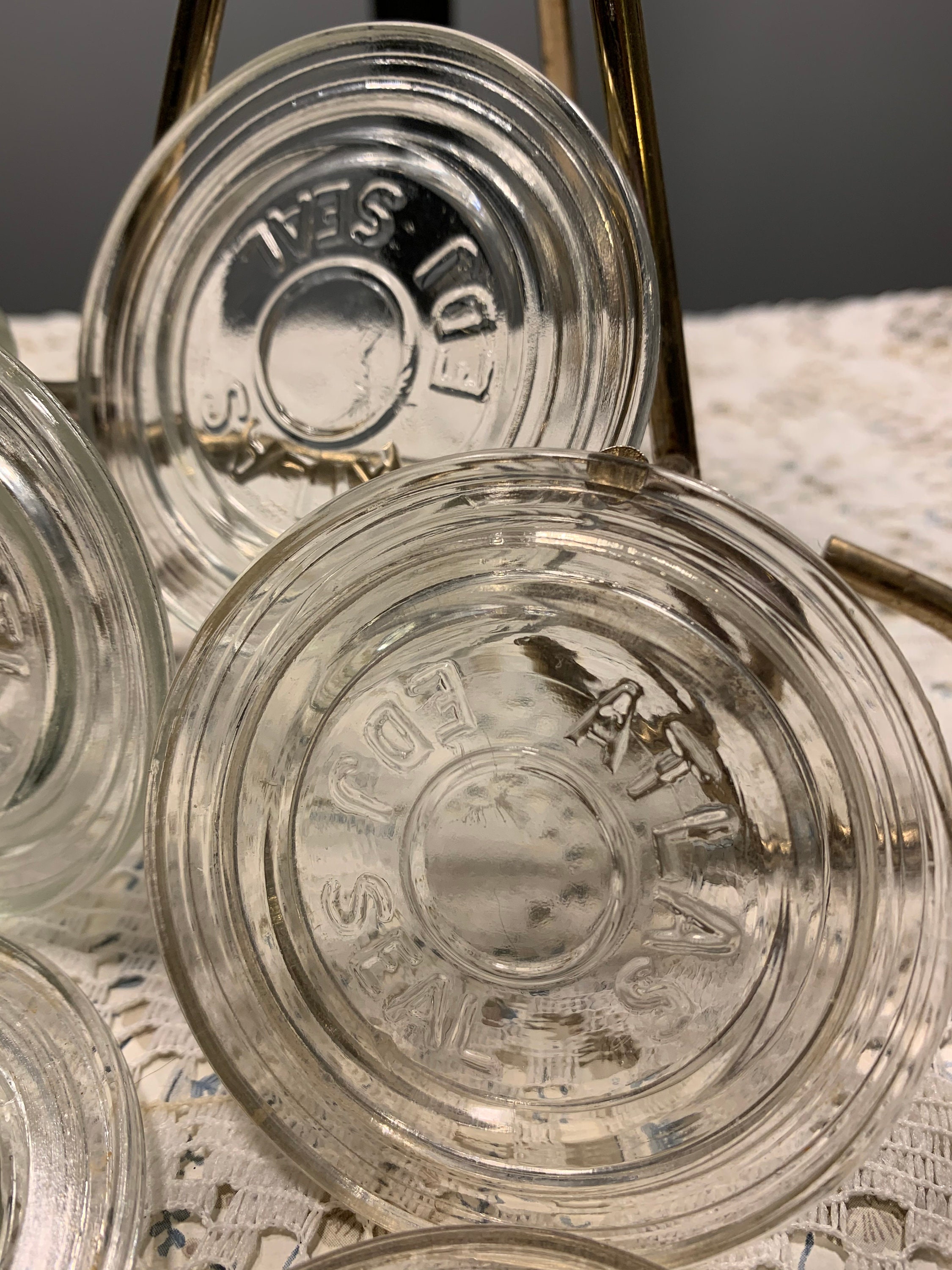 Vintage Atlas EDJ Glass Seal Jelly Jar Canning Lid Glass Etsy
