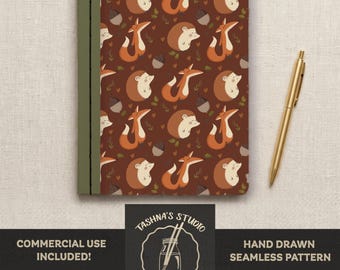 Kids Composition Notebook Cover • Cute Woodland Animal Printable • 7.5 x 9.75 Journal Front • Fun Back to School Supplies • Digital Download