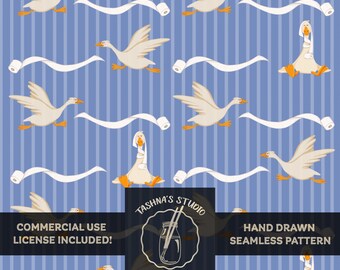 Seamless Pattern : Silly Goose ,Humorous Toilet Paper , Whimsical Bathroom Wall Art, Fabric Design, Interior Decor Commercial png