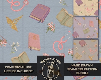 Medical Fabric Pattern Bundle - Commercial Use PNG for Scrub Caps, Scrubs, & Academic Apparel - Digital Surface Design