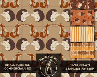 Woodland Fabric Patterns: Printable Digital Paper, Scrapbooking and Junk Journal, Autumn Craft Png