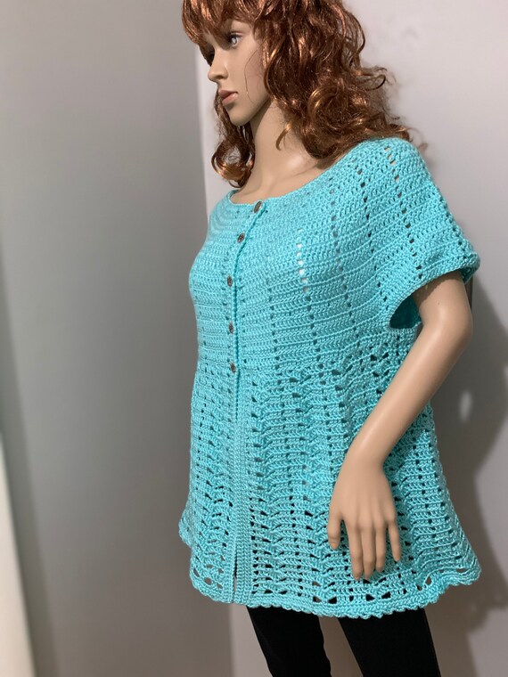 Plus Size Seamless Aqua Cardigan - Etsy