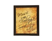 Music is What Feelings Sound Like Wall Art Unframed Physical Print Unique Gift Idea Vintage Wall Art Vintage Sheet Music