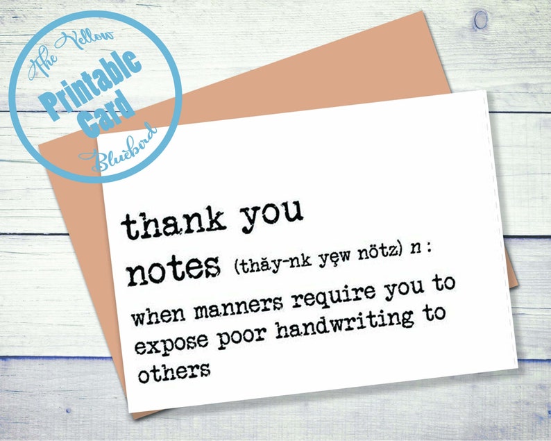 Funny Thank You Card // Printable Thank You Note // Birthday Thank You ...